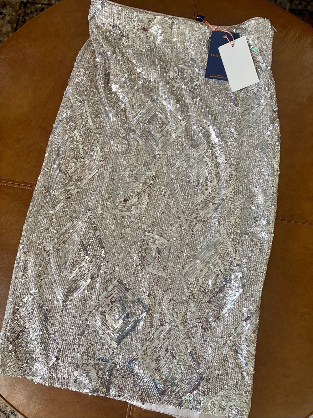 Skies Are Blue Sequin Pencil Skirt in Silver and Champagne
